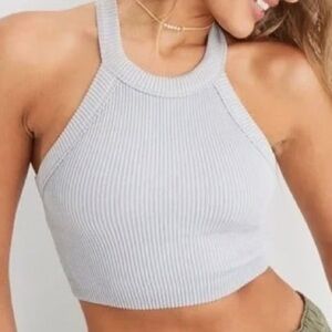 AERIE Superchill High Neck Bra Top White XXL